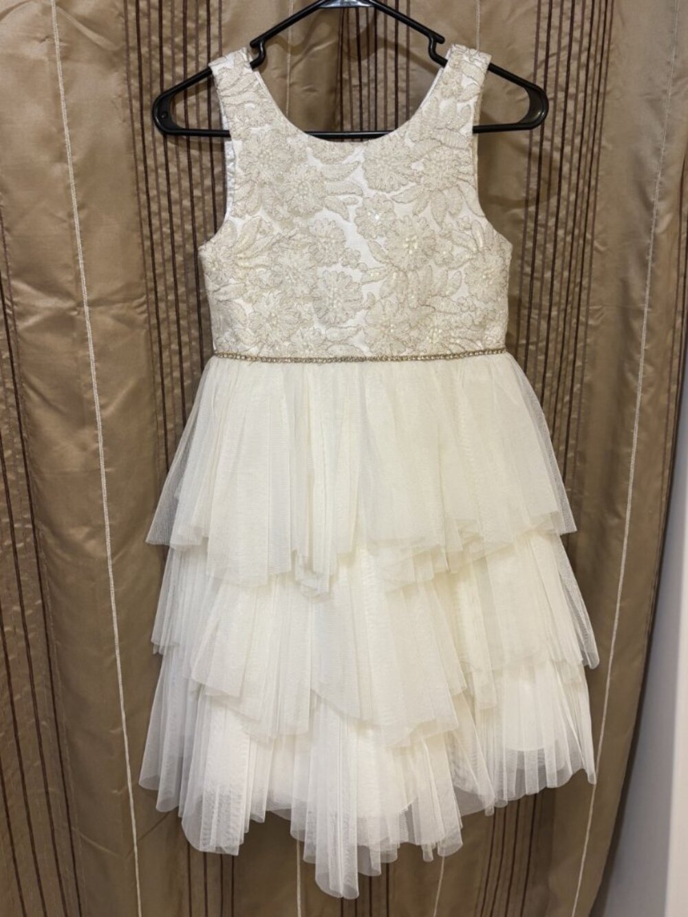 NWOT American Princess Gold & Ivory Tulle Dress Size 12